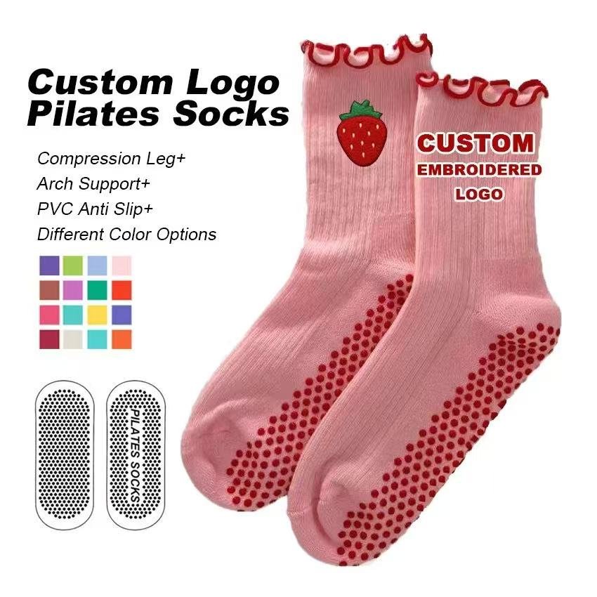 Full Customization Non-slip Embroidery Pilate Cotton Sock